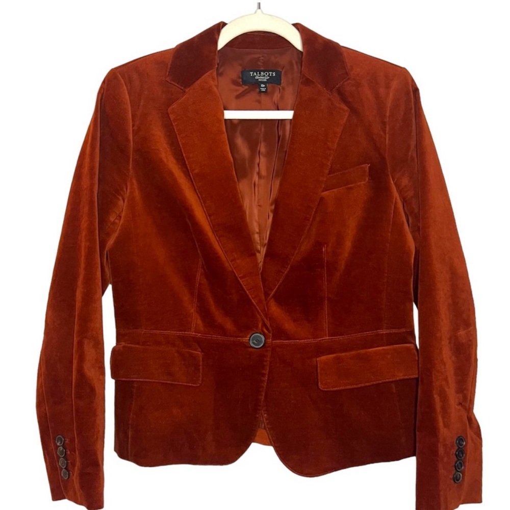 🍁 Talbots Velvet Blazer in Burnt Orange Size 10 🍁